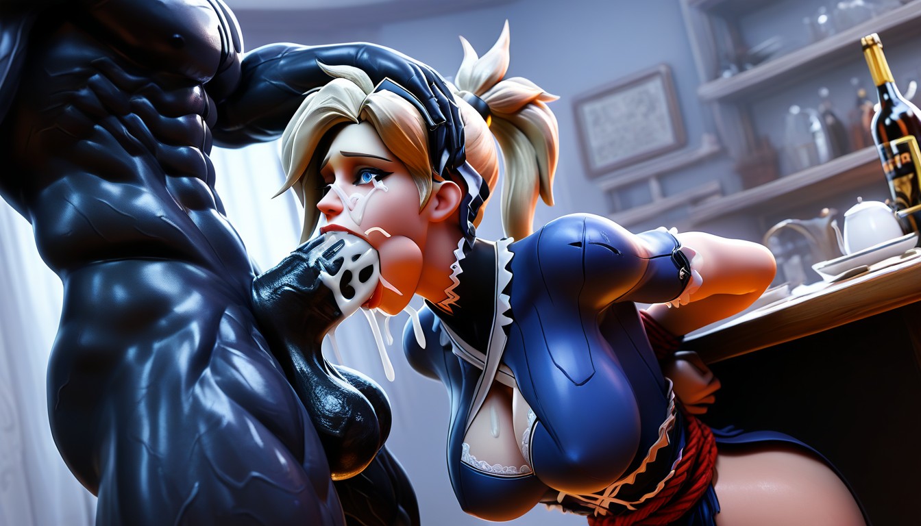 Massive Cock, Overwatch, Cum Covered Face Porno IA