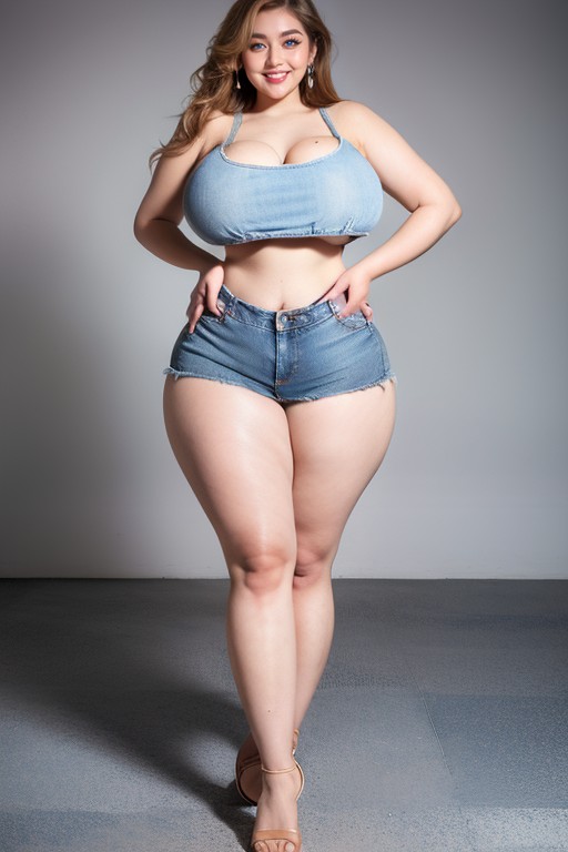 Thickest Thighs, Extremely Curvy Waist, Ojos Azules Porno IA