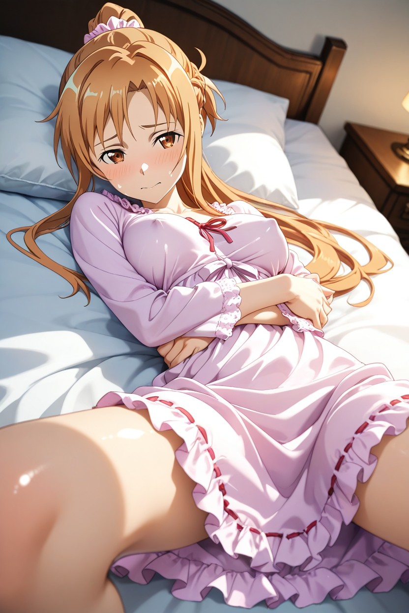 Her Arms Hugging Her Own Body Tightly, Shy Pose, Brown Eyes Porno IA