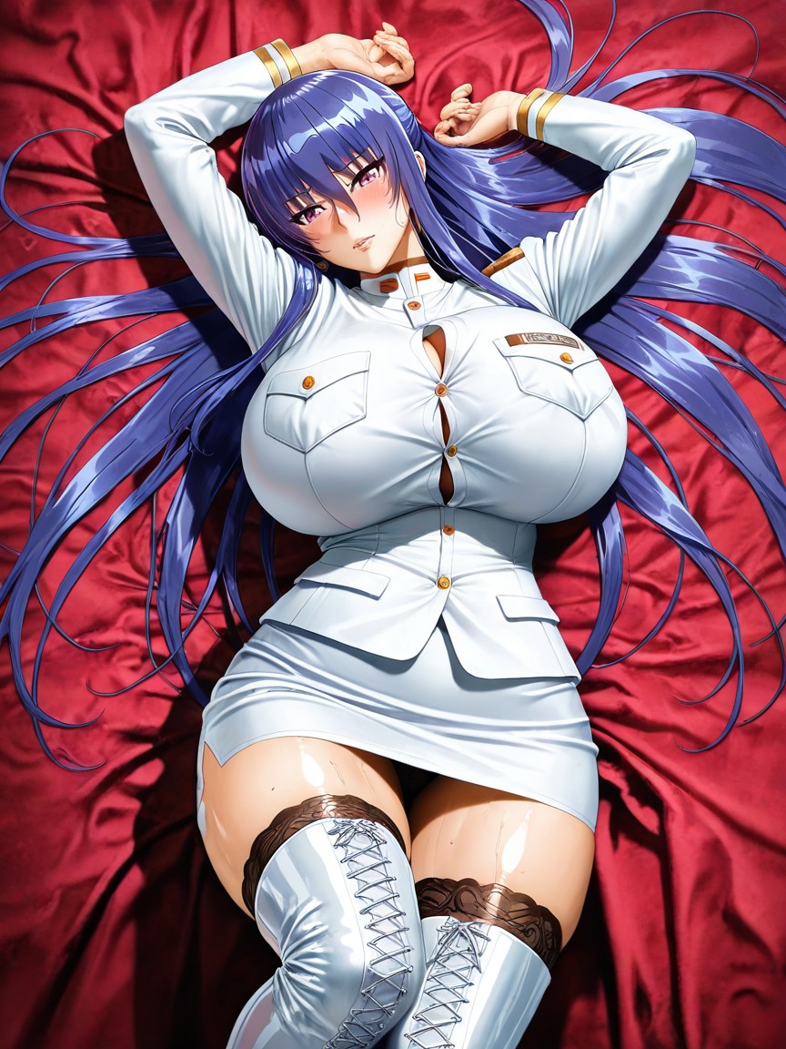 Not Bent, Red Bed, Squeezed Breasts AI Porn