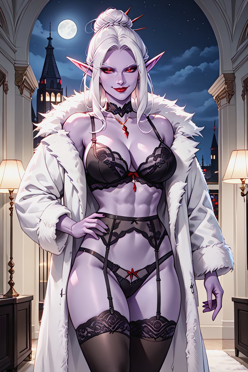 Female Drow Elf, Fit Body, Black Panties AI Porn