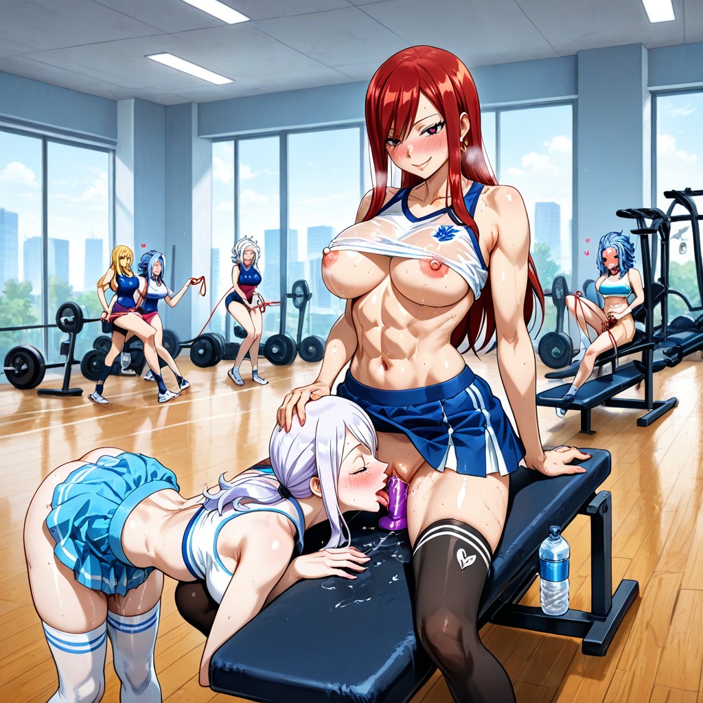 Multiple Fairytail Women, Thigh High Socks, Cunnilingus AI Porn