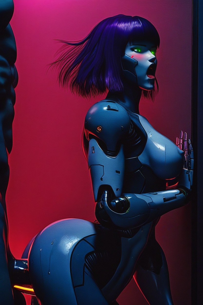 Man All Metal, Ultra High Detailed Face, Against Wall AI Porn