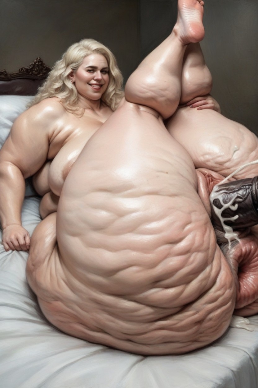 No Pubic Hair, Blonde Hair, Wet Sloppy Anal Pornografia de IA