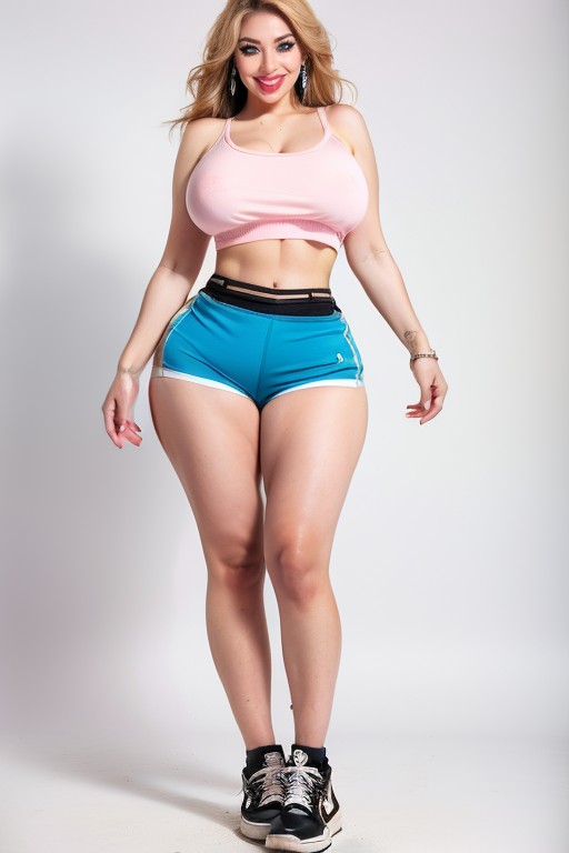 Gym, Colossal Round And Gigantic Butt, Glossy Pink Lipstick AI Porn
