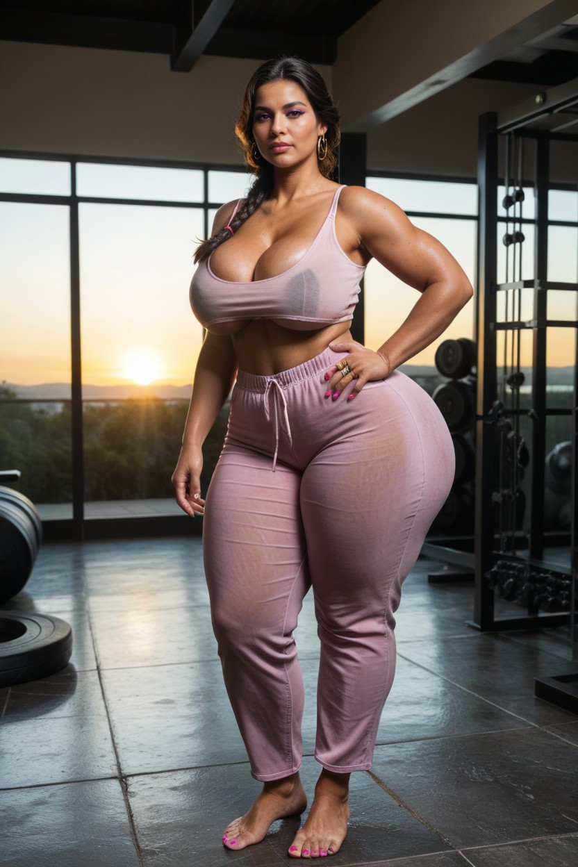 Bare Feet Firmly Planted On Stone Flooring, Bubble Butt, Hyper Dumptruck Ass AI Porn