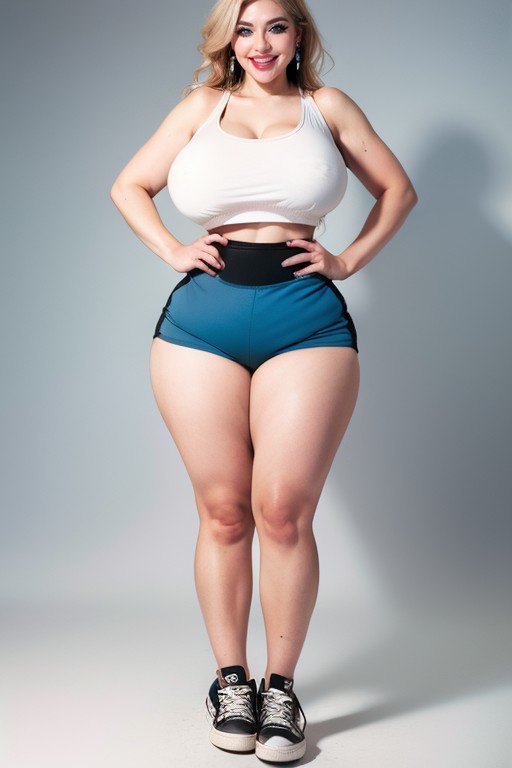 Obcenely Titantic Gargantuan Hyper Breasts, Black Mascara, Sneakers Pornografia de IA