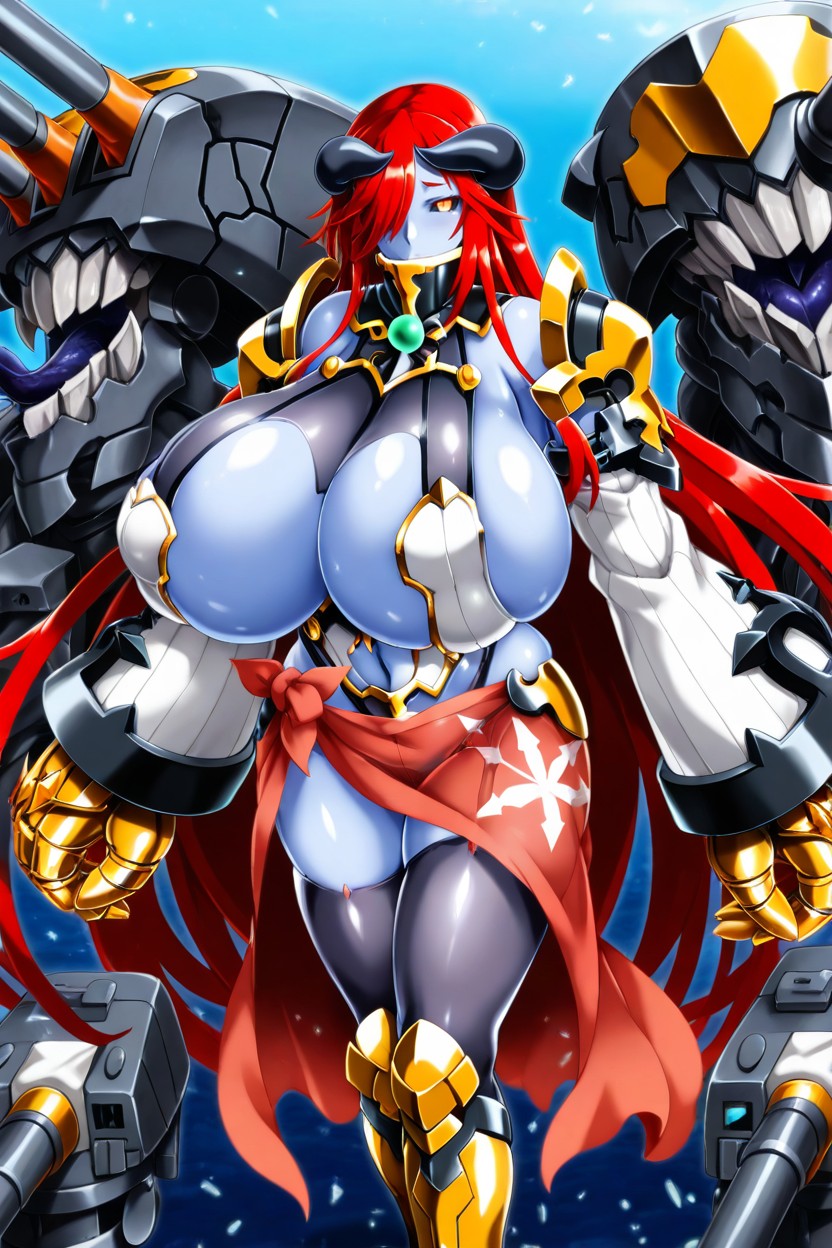 "astaroth From Shinrabansho", Absurdly Colossal Breasts, Gold Metal Boots AI Porn