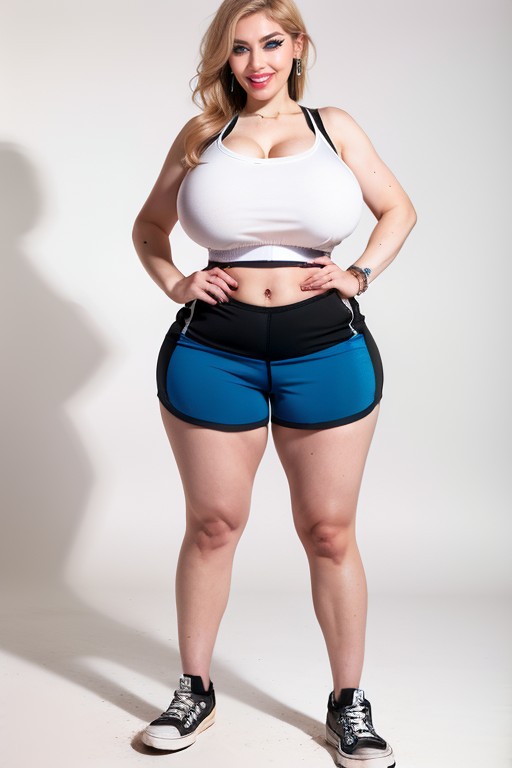 Massive Breast, Thigt Level Sports Hotpants, Many People Around AI Porn