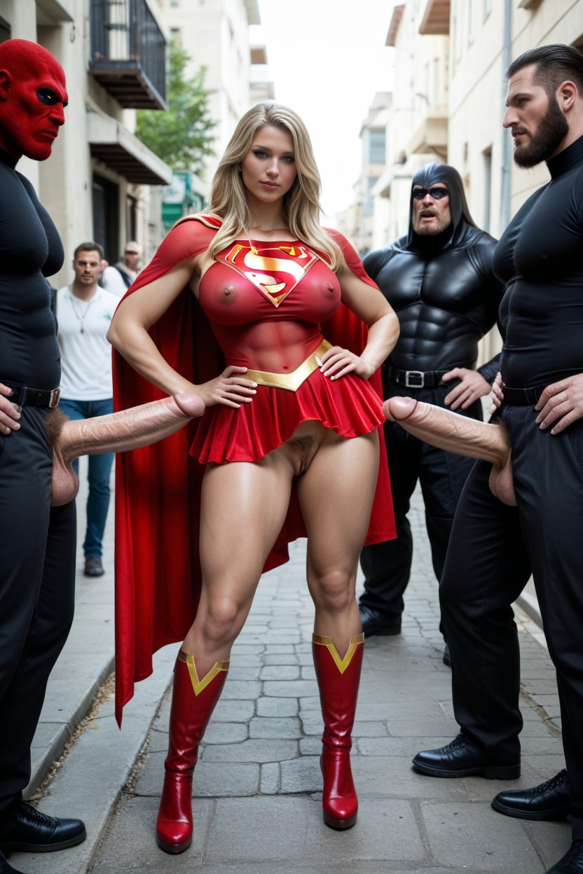 Many People Around, King Kong-like Anthro Beasts With Very Thick Hyper Massive Elect Penises, Exceptionally Beautiful Woman AI Porn