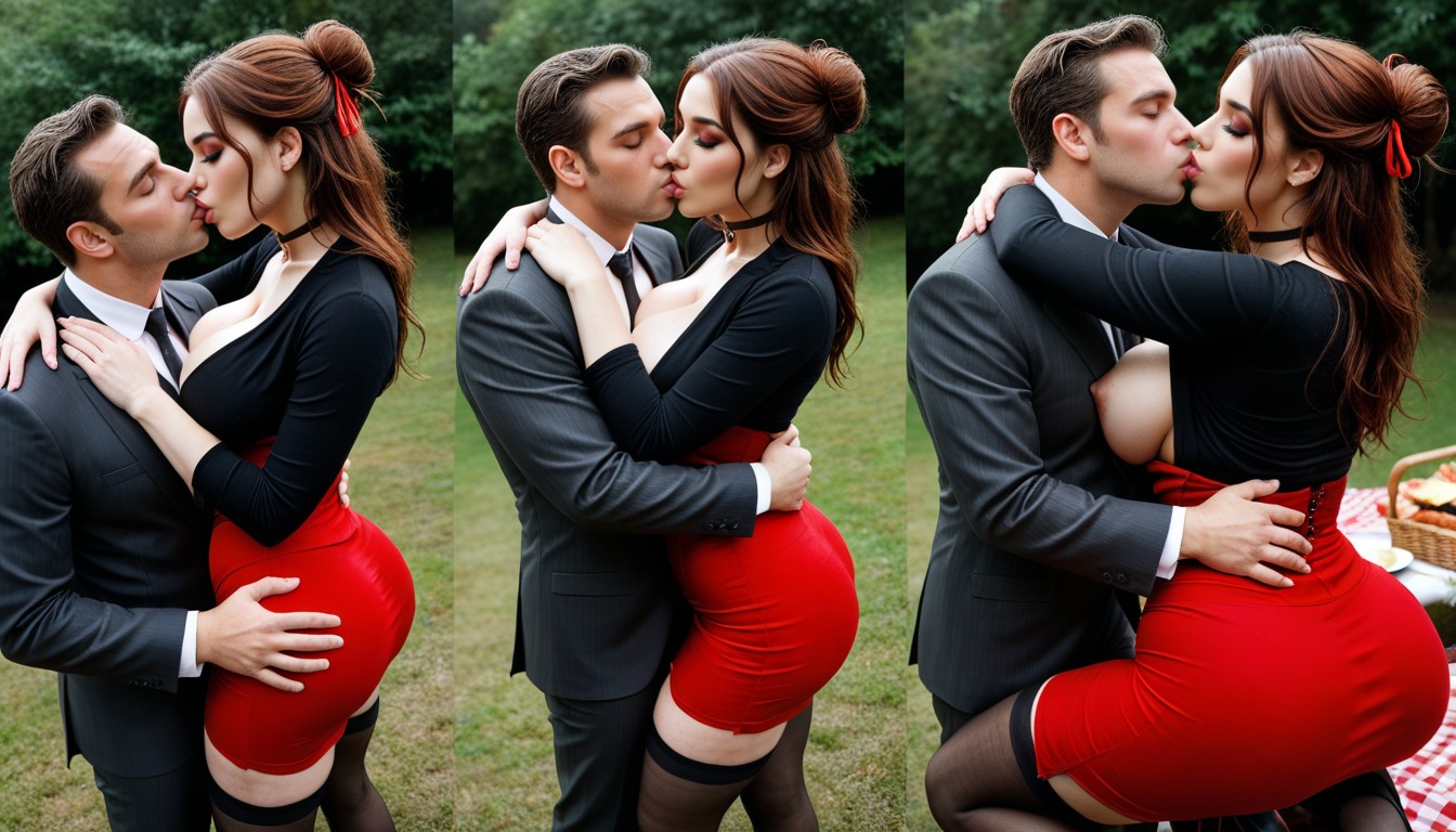 Heavily Made Up, Round And Plump Ass, Hugging And Kissing A Man In Suit Porno IA