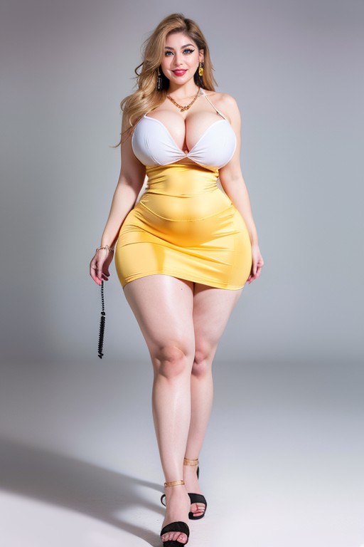 Steroid Muscular Thighs, Bright Blue Eyes, Tight Tube Dress AI Porn