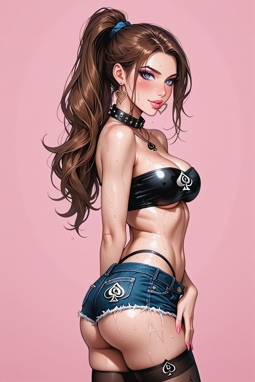Brunette, Full Lips, Magazine Centerfold AI Porn