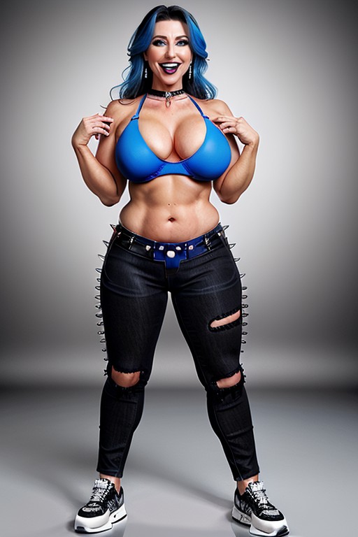 Colossal Round And Gigantic Butt, Glossy Black Lipstick, Smooth White Skin AI Porn