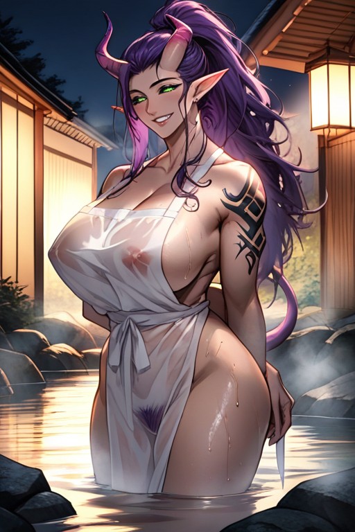 Pink Demon Horns, Black And Pink Tail, + Porno IA