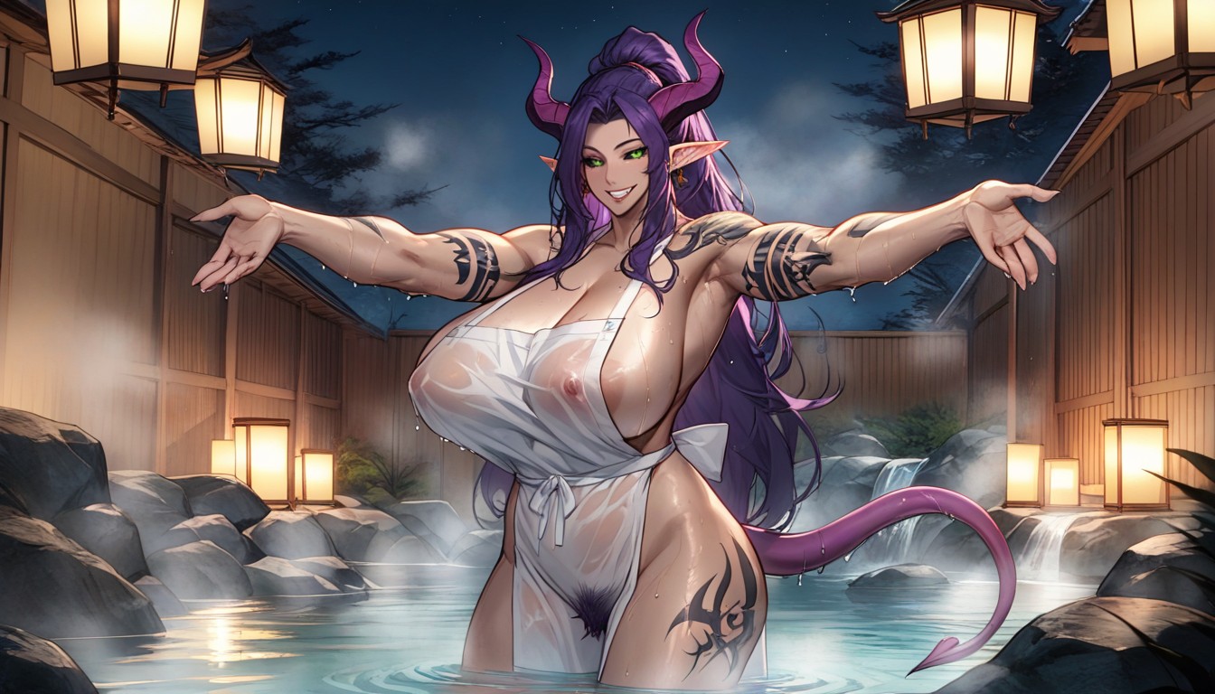 Pink Demon Horns, Purple Pubic Hair Stripe, Brazos Arriba Porno IA