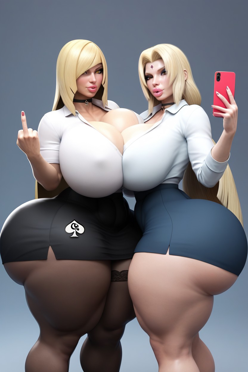 Selfie, Bubble Butt, 2 People AI Porn