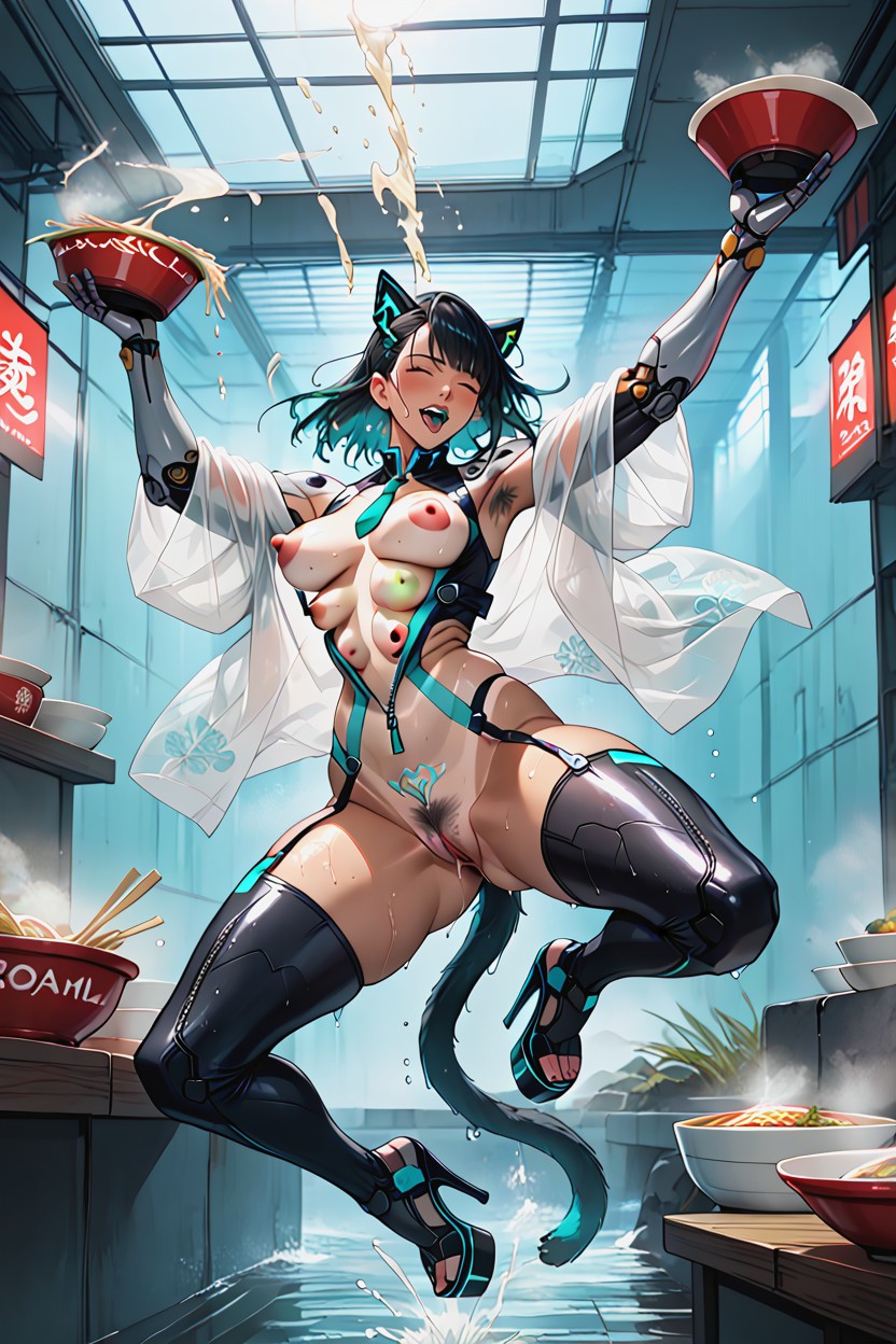 Cyberpunk City, See-through High Leg Diving Suit, Distinct Montgomery Glands AI Porn