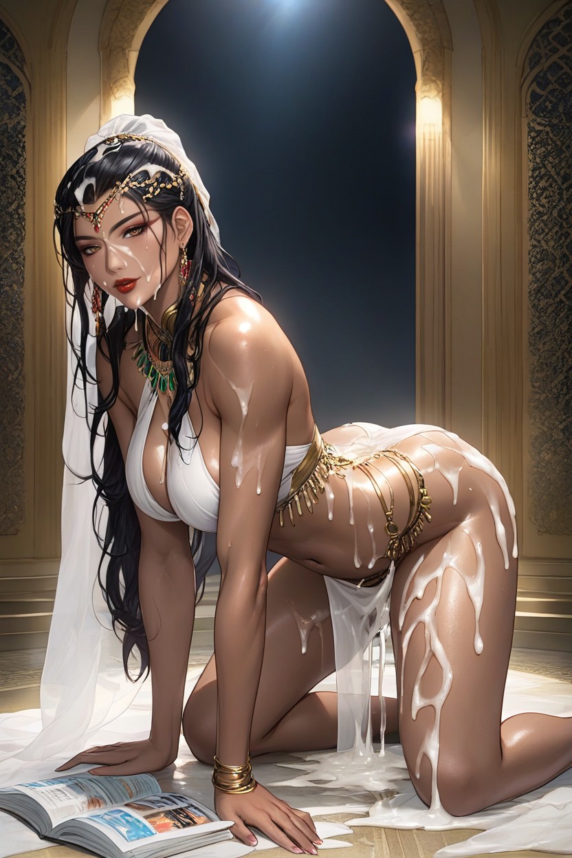 Black Hair, Red Lips, Sexy Pose AI Porn