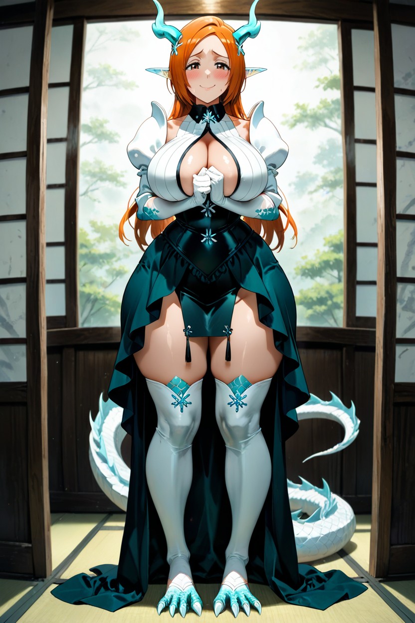 Dragon Toes On The Feet, Female Only, Cutouts On The Side Of The Skirt AI Porn