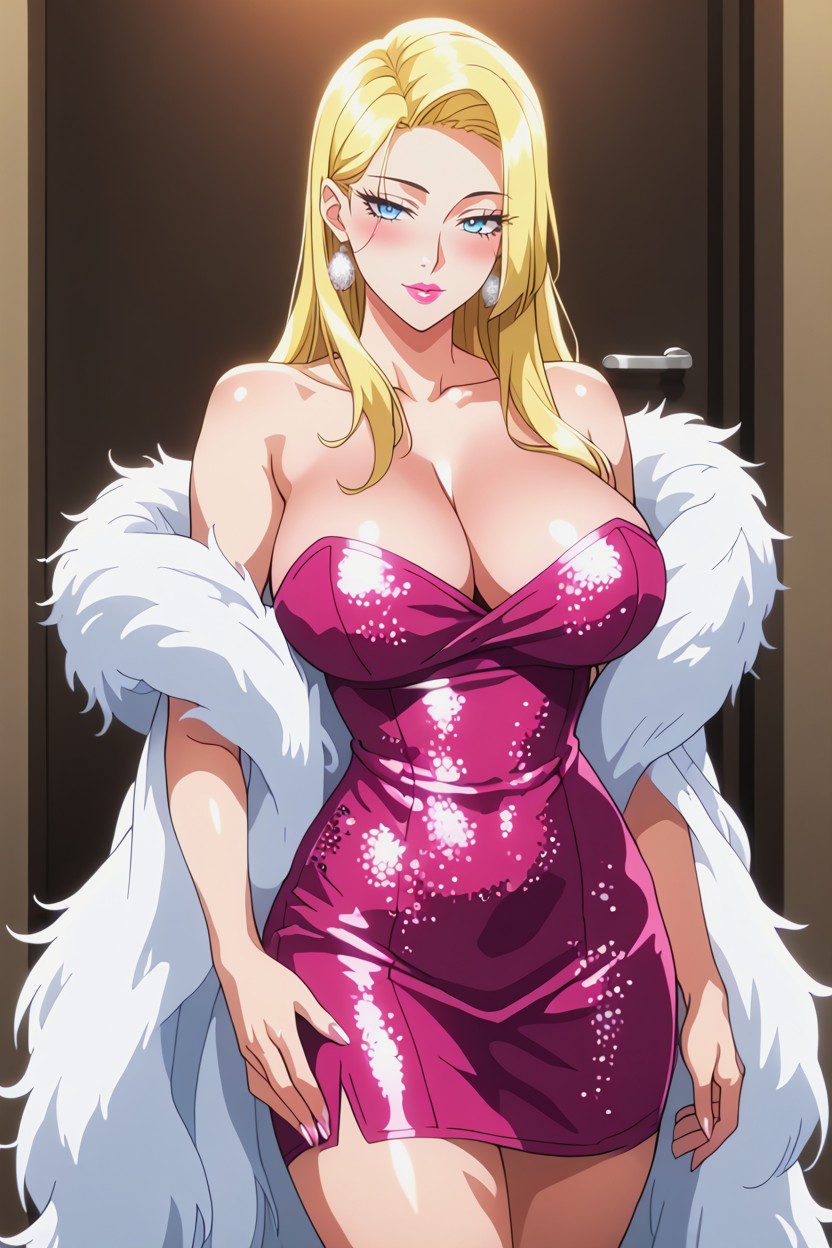 Sexual Look, Subtle Blush, Icy Blue Eyes AI Porn