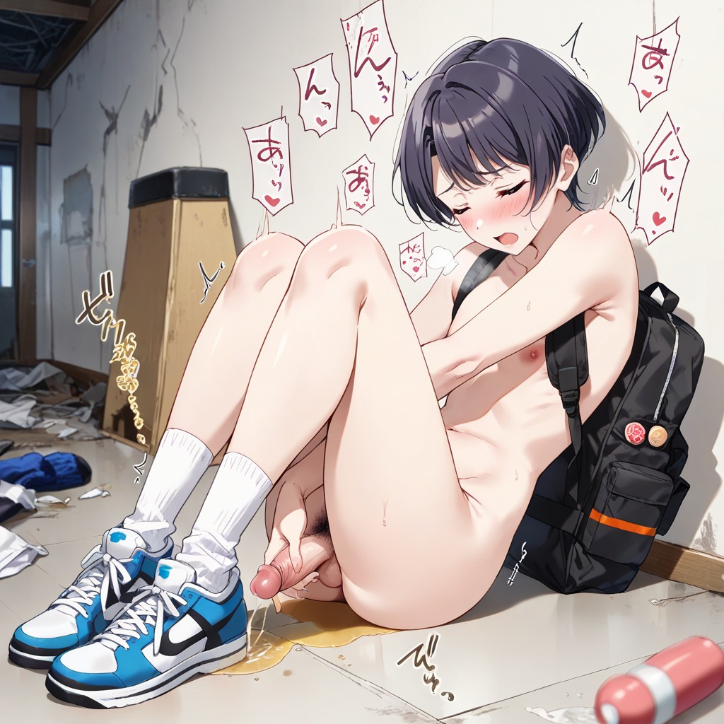 One Hand On Ground, Sneakers, Womanly AI Porn