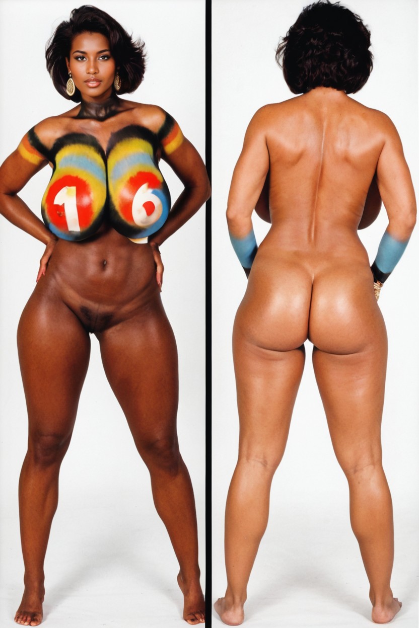 Arms At Sides, Hourglass Body Shape, Gigantic Breasts AIポルノ