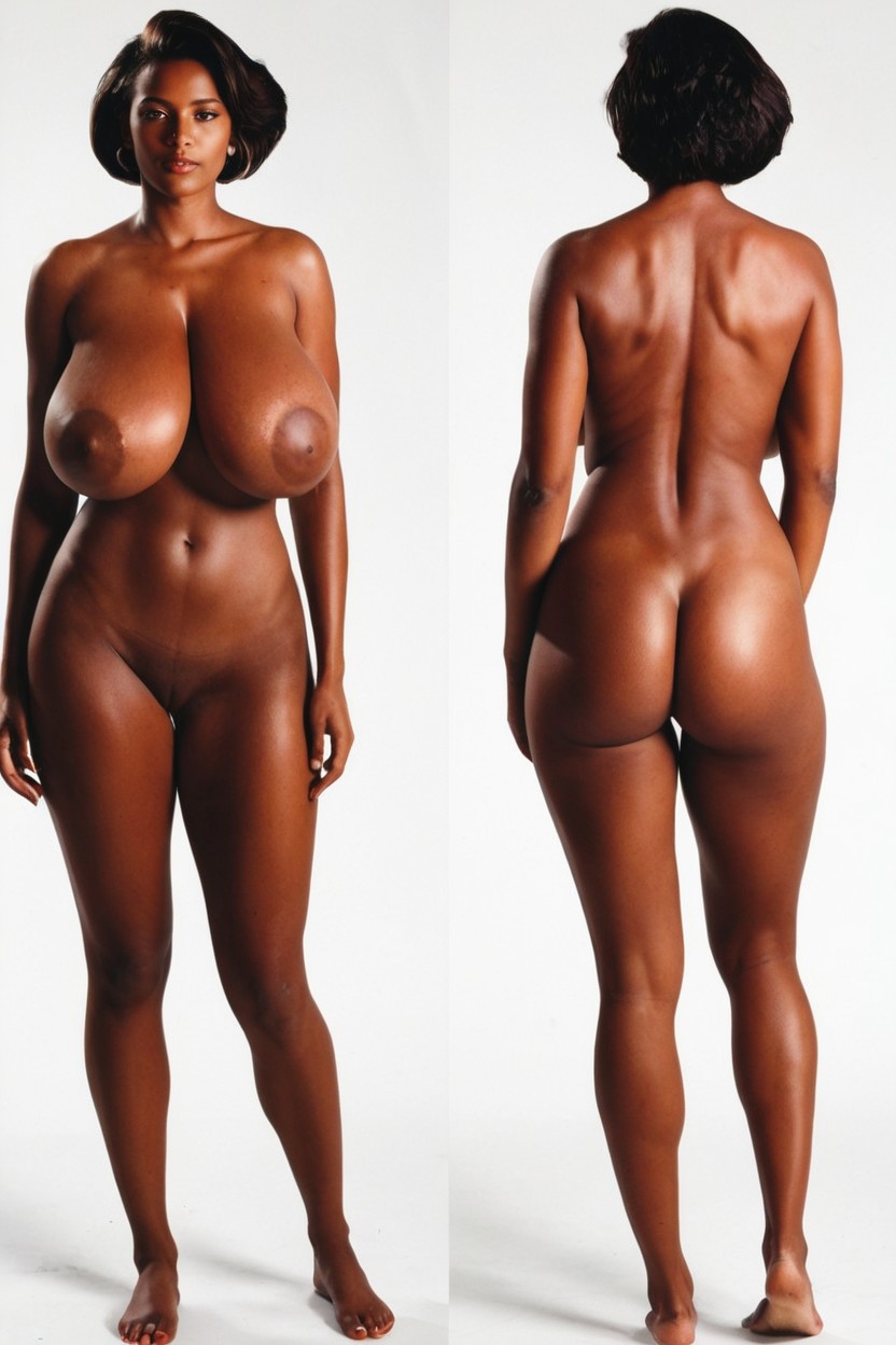 Feet Together, Detailed Anatomy, Beautiful African Facial Features AI Porn