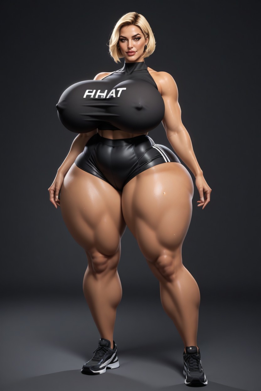 Perfect Thick Figure, Hyper Rounded Bubble Butt, Sweat A Lot Pornografia de IA