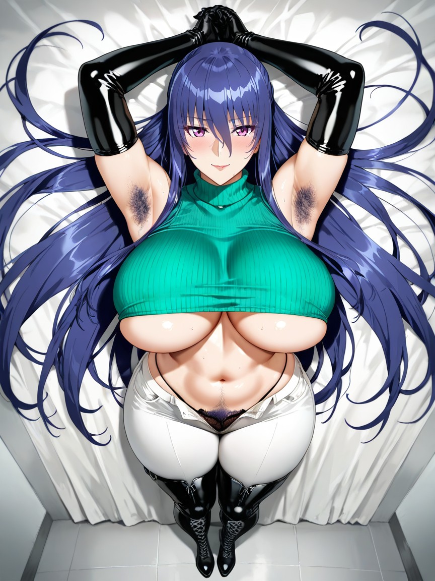 No Hat, Akiyama Rinko From Taimanin Yukikaze, Squeezed Breasts AI Porn