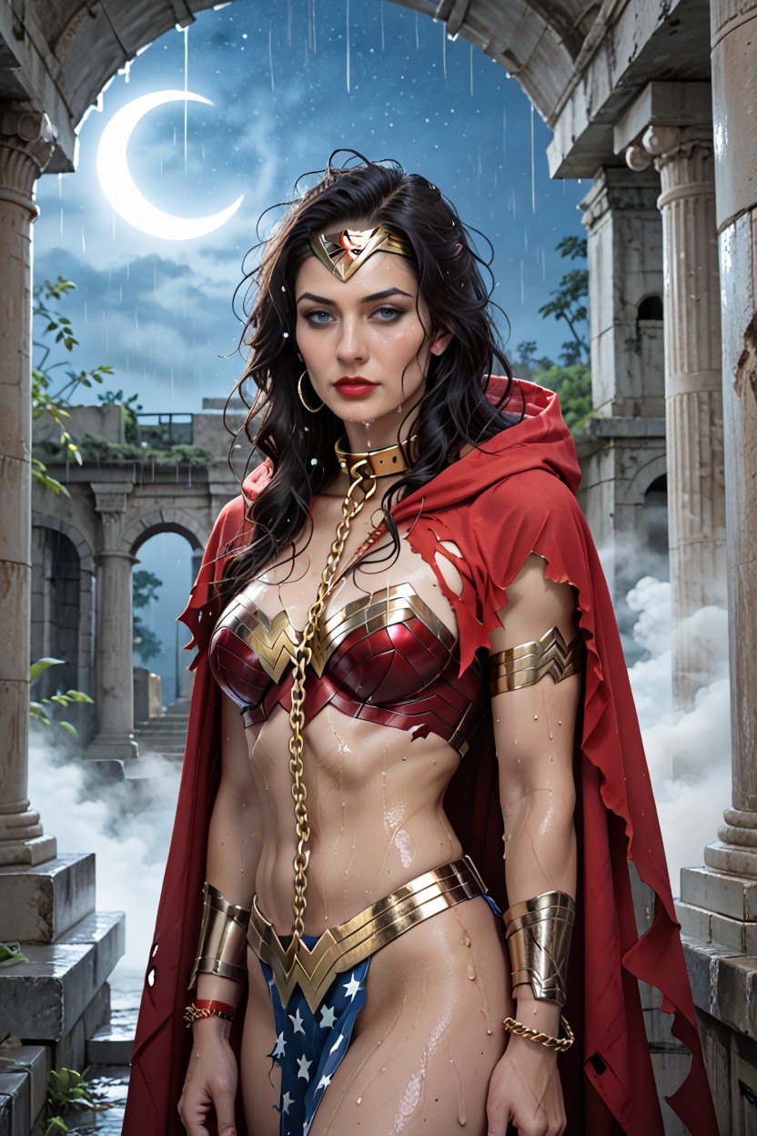 Breasts Exposed, Ancient Greek Ruins, Wonder Woman AI Porn