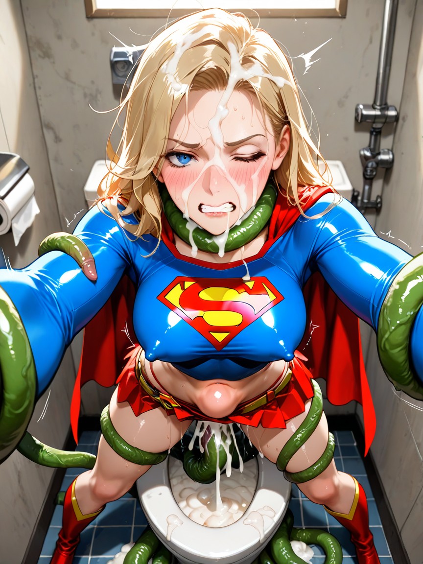 Medium Breast, Tentacles, Tight Blue Top Long Sleeves AI Porn