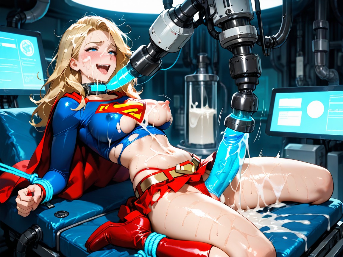 Machine Connected To A Green Dildo, Glowing Green Rope, Red Cape Porno IA