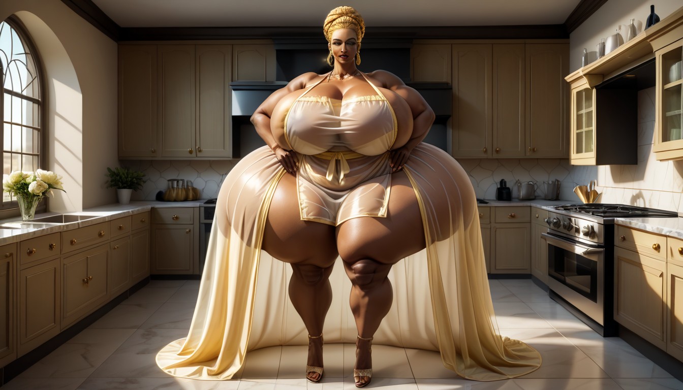 Hyper Thick Hyper Juicy Hyper Curvy Hyper Plump Hyper Heavy Body, Naked, Golden Blonde Hair AI Porn