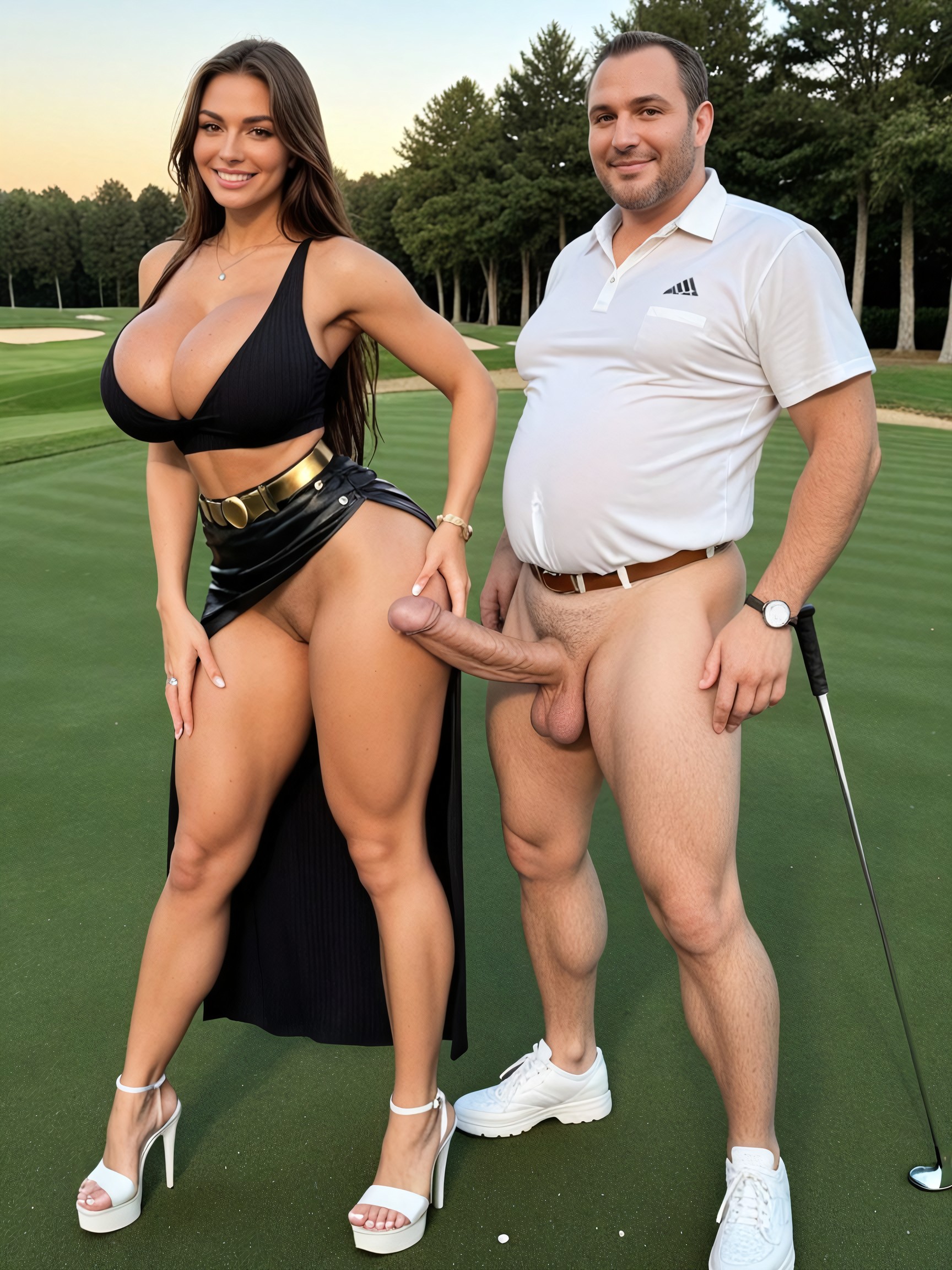 Fit, Hyper Mega Cock, White Sandal Heels AI Porn