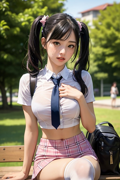 Frilly Pink Plaid Tutu, 마른 체형, 코스프레 AI 포르노