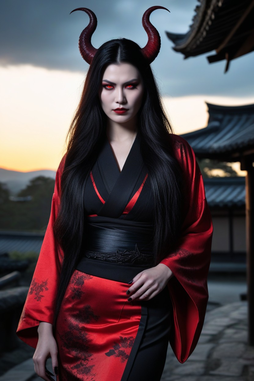 Big Demon Horns, Cosplay, Backlit AI Porn