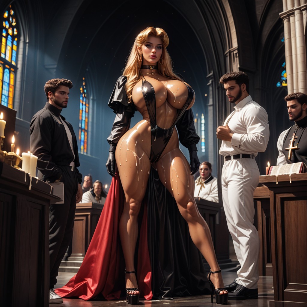 Arms Behind Her Back, Spit Roast On Altar, Cosplay AI Porn