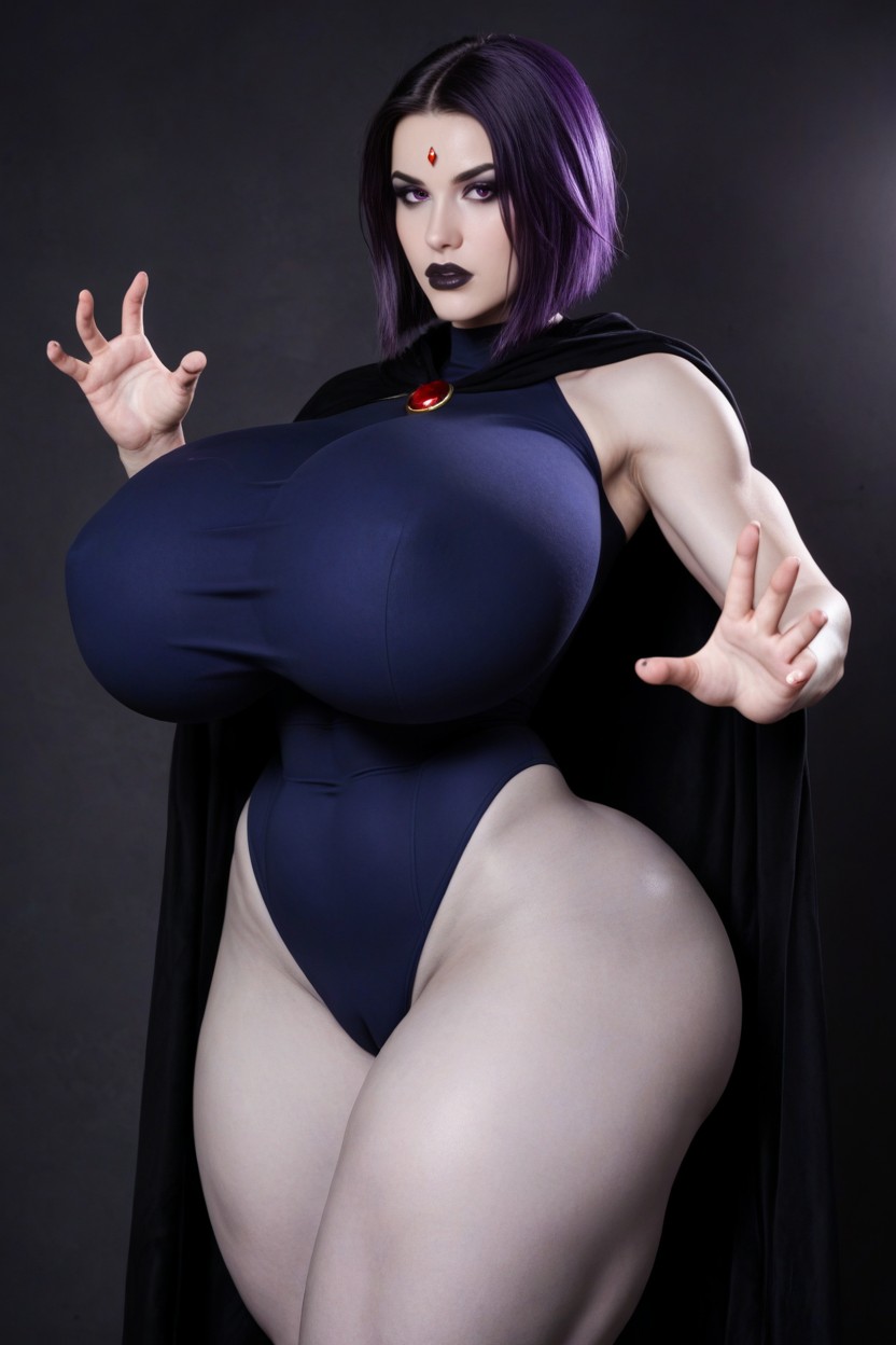Impossibly Waist, Impossibly Waist, Black Purple Hair AIポルノ