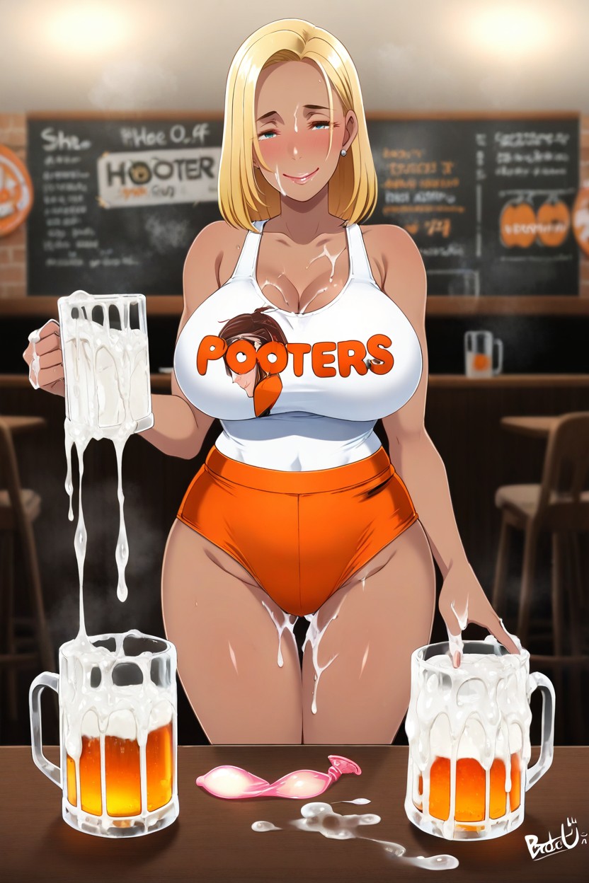 In A Restaurant, Model, Straight Medium Hair AI Porn