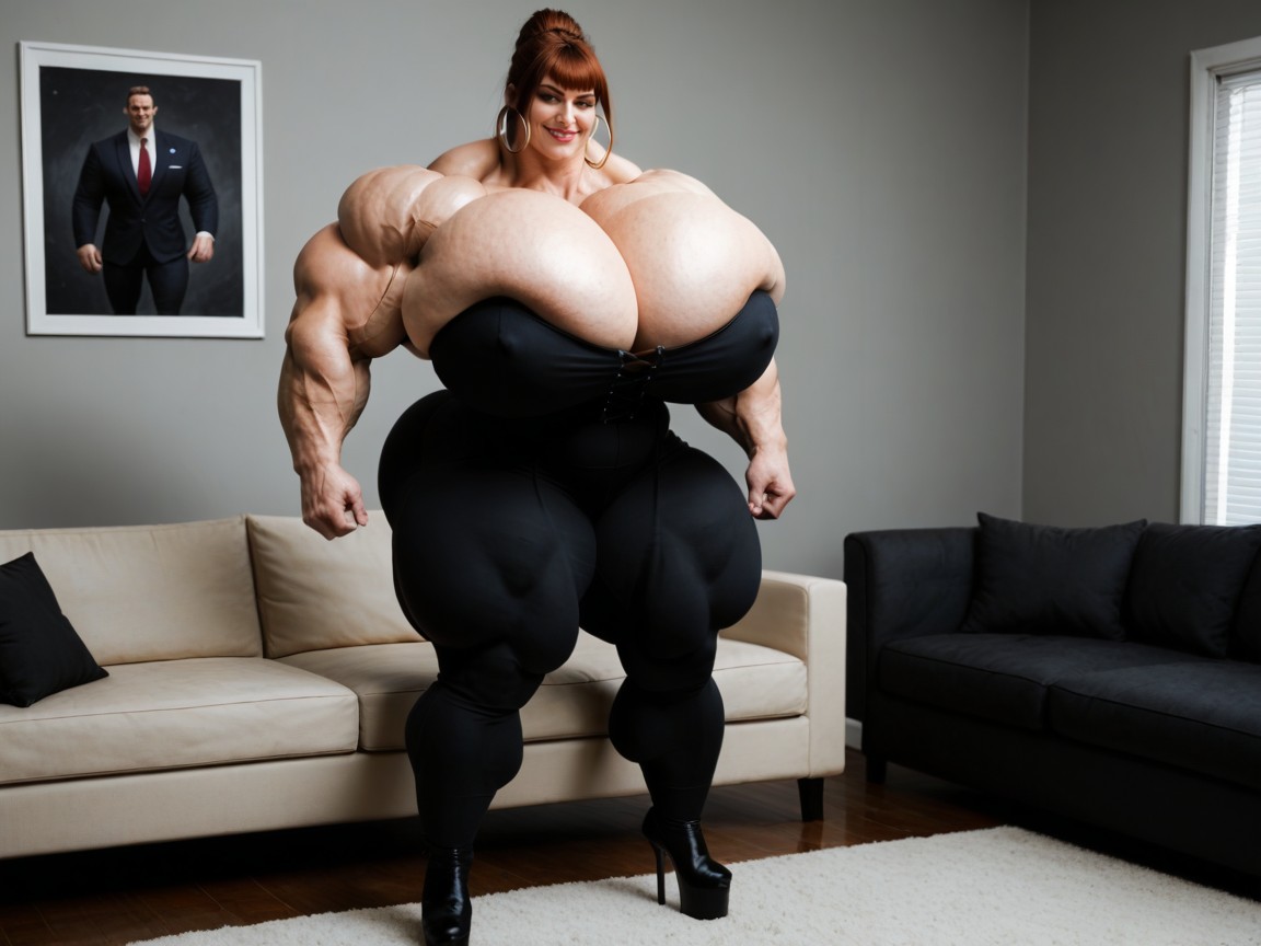 Gigantic Muscles, Huge Pumped Veins All Over Muscles, Gigantic Breasts AI黃片