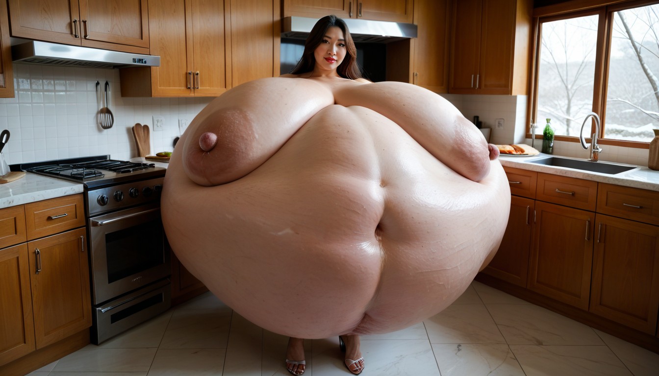 Hyper Thick Hyper Juicy Hyper Plump Hyper Bloated Expansion, Naked, Kitchen AIポルノ
