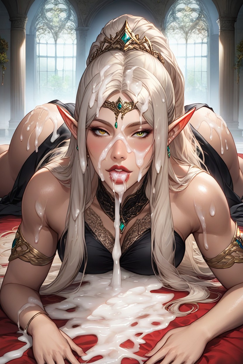 Copper Skin, Sexy Dress, Platinum Blonde Hair AIポルノ