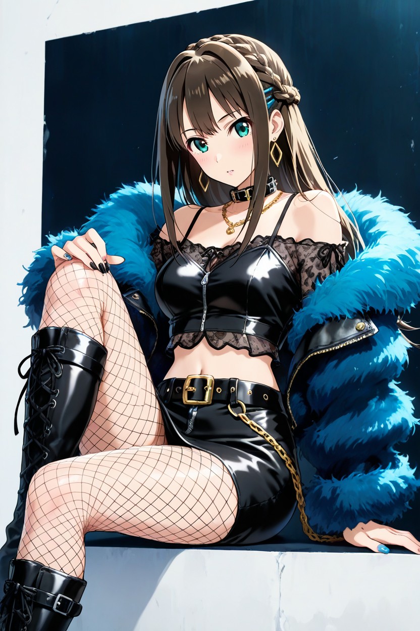 Blue Nails, Girl, Midriff AIポルノ