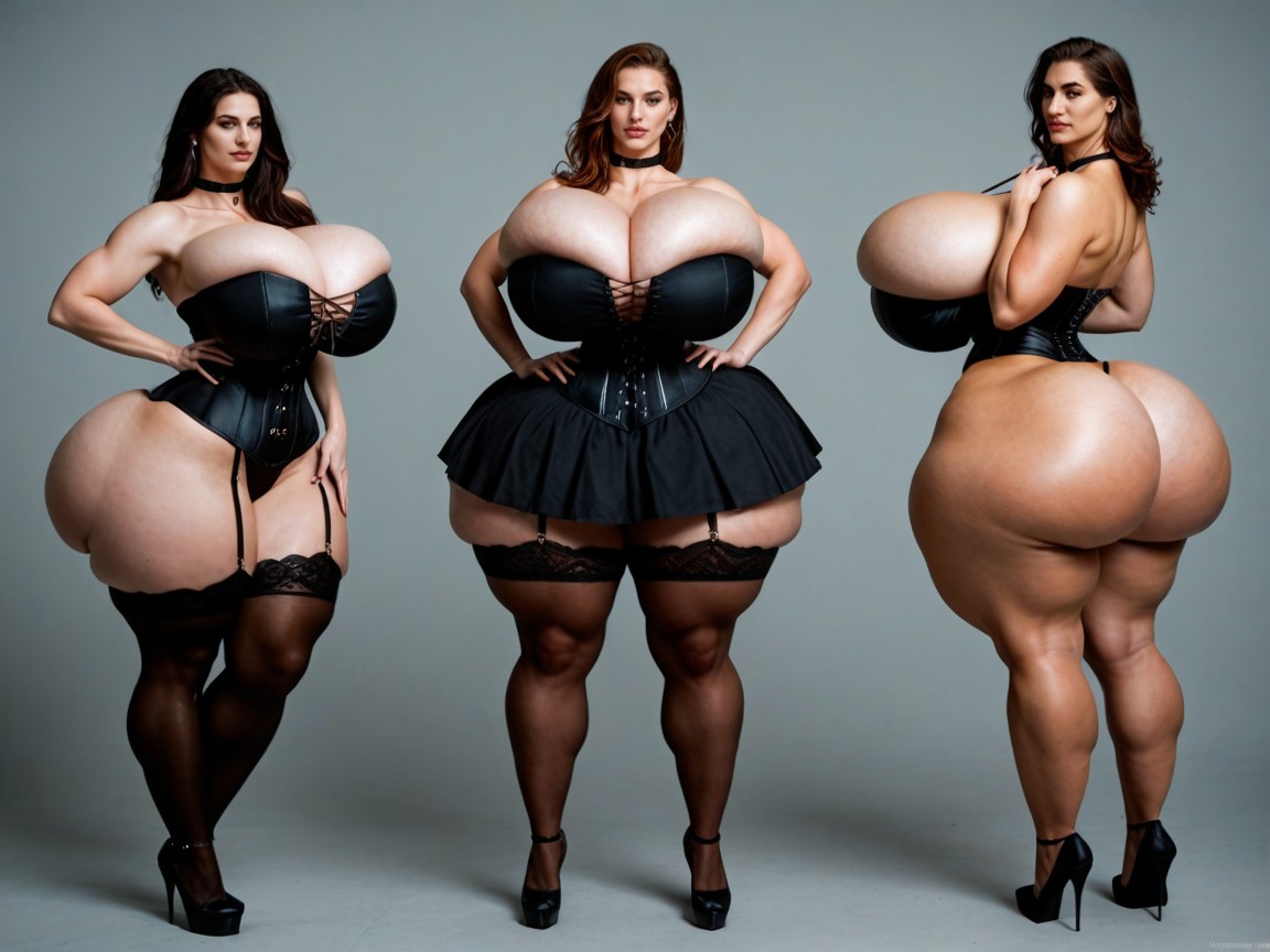 Fake Butt, Extreme Hyper Butt, Wearing Tightest Corset AI 포르노