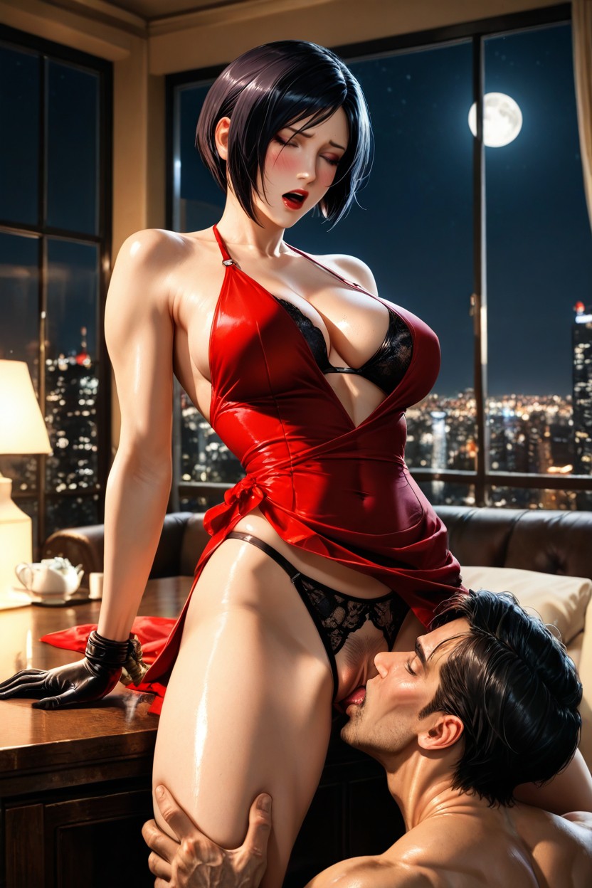 Elegant Asian Woman, Dim Lighting, Man Has Black Hair AI 포르노