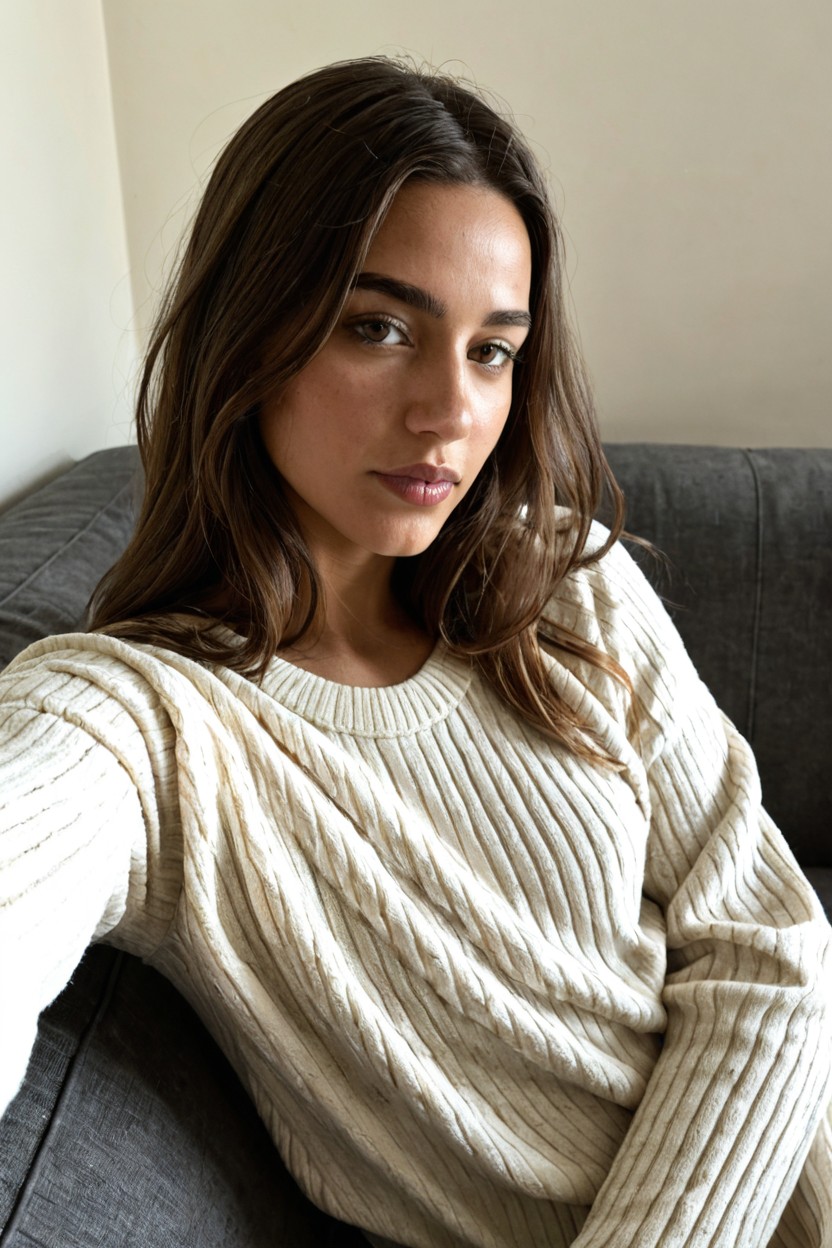 Intimate Candid Feel, Symmetrical Facial Features, Soft Warm Undertones Porno IA