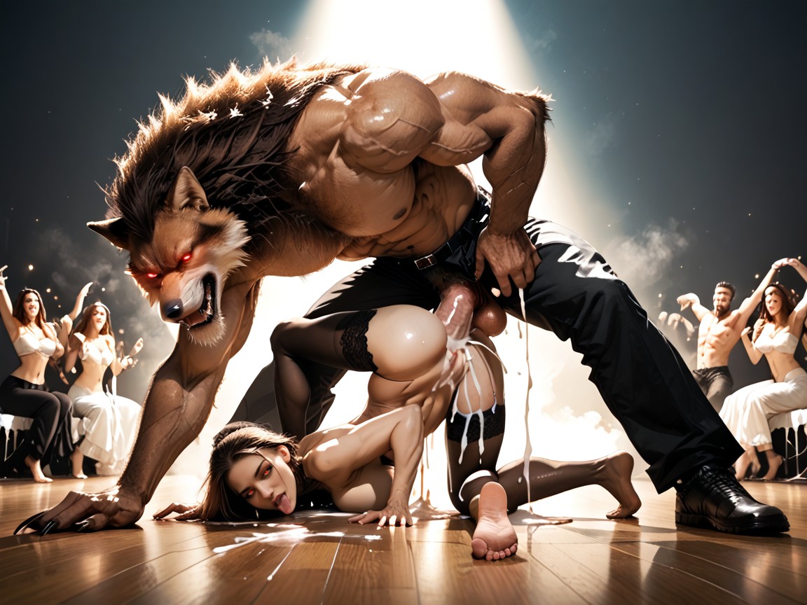 Wide Angle, Dancers Cumming, Large Male Werefox Is On Pornografia de IA