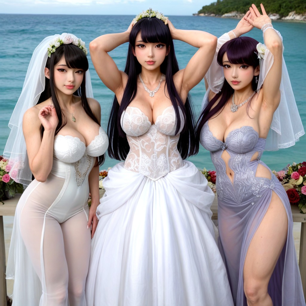 Incredibly White Skins Beautiful Albino Skins Black Hair Big Round Hips, Cosplay, 3 Personas Porno IA
