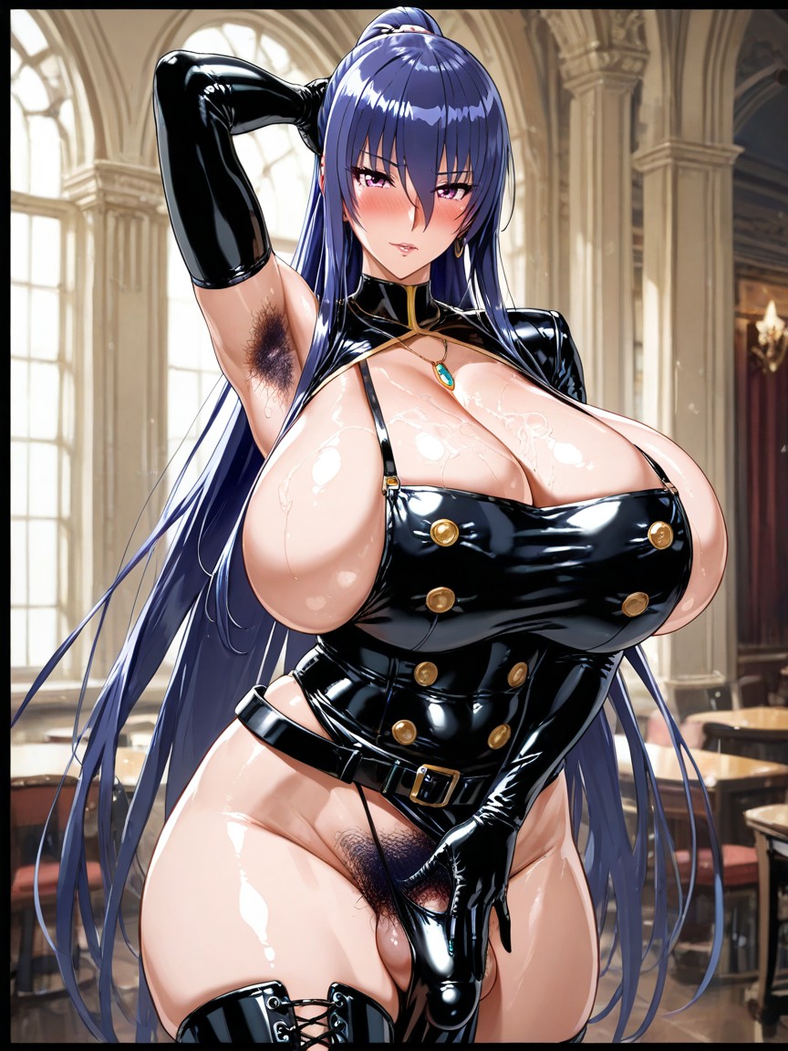 Hand Covering Crotch, Sleeveless Costume, Looking At Viewer Pornografia de IA